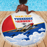 Personalized Tuskegee Airmen Beach Blanket Expect To Win P-51 Mustang Patriotic Aviation Art