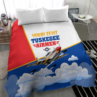 Personalized Tuskegee Airmen Bedding Set Expect To Win P-51 Mustang Patriotic Aviation Art