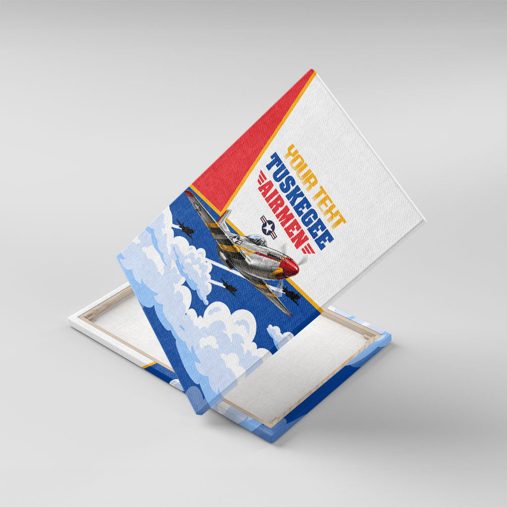 Personalized Tuskegee Airmen Canvas Wall Art Expect To Win P-51 Mustang Patriotic Aviation Art