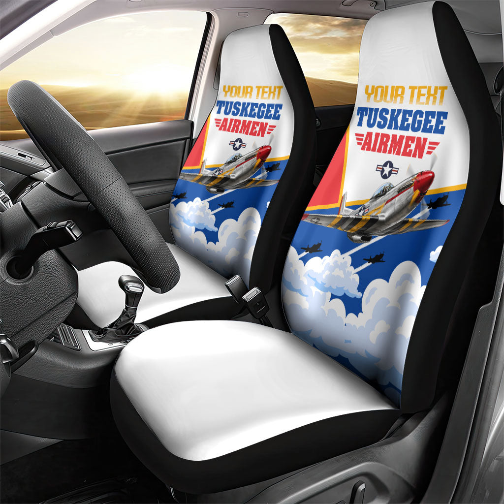 Personalized Tuskegee Airmen Car Seat Cover Expect To Win P-51 Mustang Patriotic Aviation Art