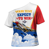 Personalized Tuskegee Airmen Cross Shoulder Shirt Expect To Win P-51 Mustang Patriotic Aviation Art