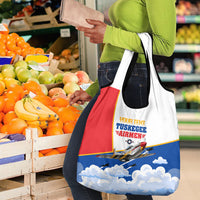 Personalized Tuskegee Airmen Grocery Bag Expect To Win P-51 Mustang Patriotic Aviation Art