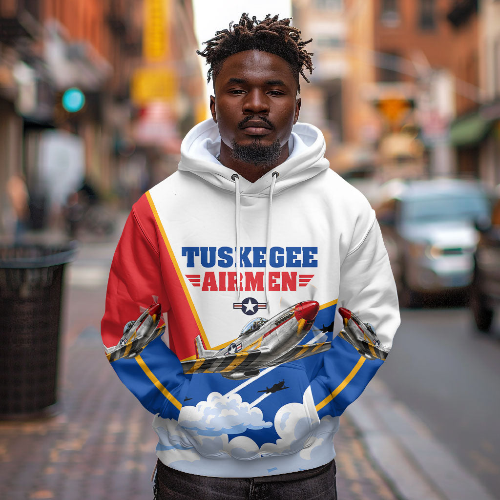 Personalized Tuskegee Airmen Hoodie Expect To Win P-51 Mustang Patriotic Aviation Art