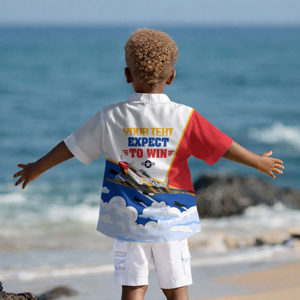 Personalized Tuskegee Airmen Kid Hawaiian Shirt Expect To Win P-51 Mustang Patriotic Aviation Art