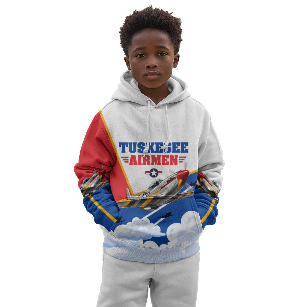 Personalized Tuskegee Airmen Kid Hoodie Expect To Win P-51 Mustang Patriotic Aviation Art