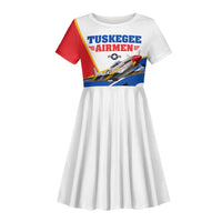 Personalized Tuskegee Airmen Kid Short Sleeve Dress Expect To Win P-51 Mustang Patriotic Aviation Art