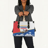 Personalized Tuskegee Airmen Leather Bag Expect To Win P-51 Mustang Patriotic Aviation Art