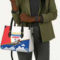 Personalized Tuskegee Airmen Leather Bag Expect To Win P-51 Mustang Patriotic Aviation Art