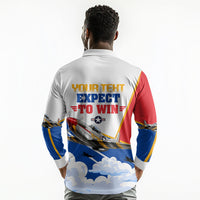 Personalized Tuskegee Airmen Long Sleeve Polo Shirt Expect To Win P-51 Mustang Patriotic Aviation Art