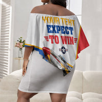 Personalized Tuskegee Airmen Off Shoulder Short Dress Expect To Win P-51 Mustang Patriotic Aviation Art