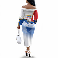 Personalized Tuskegee Airmen Off The Shoulder Long Sleeve Dress Expect To Win P-51 Mustang Patriotic Aviation Art