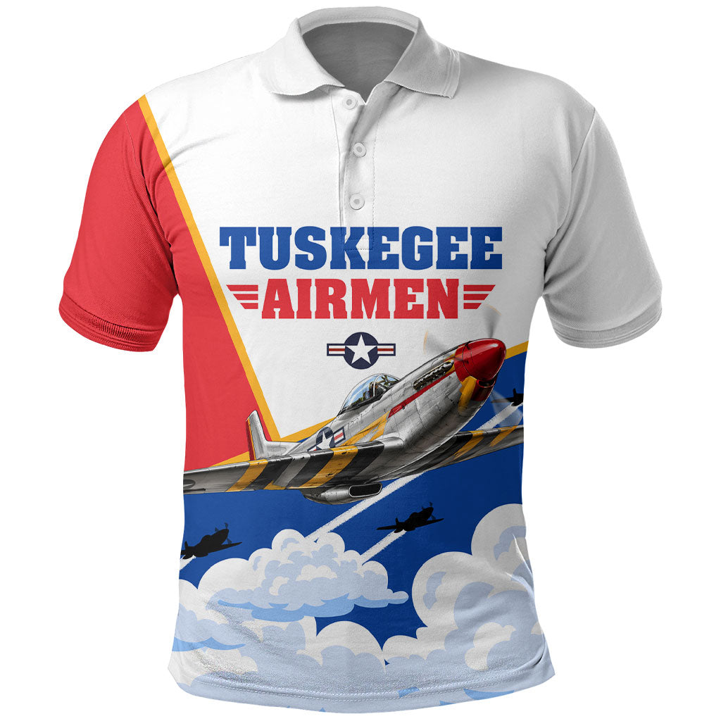 Personalized Tuskegee Airmen Polo Shirt Expect To Win P-51 Mustang Patriotic Aviation Art