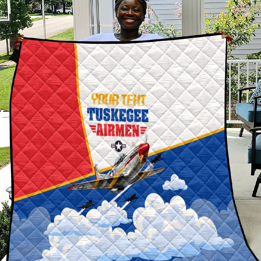 Personalized Tuskegee Airmen Quilt Expect To Win P-51 Mustang Patriotic Aviation Art