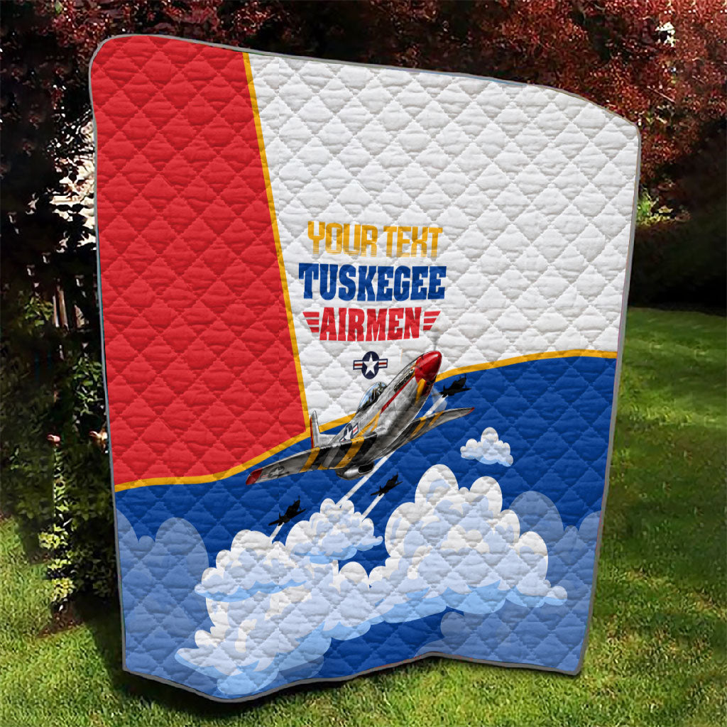 Personalized Tuskegee Airmen Quilt Expect To Win P-51 Mustang Patriotic Aviation Art