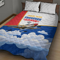 Personalized Tuskegee Airmen Quilt Bed Set Expect To Win P-51 Mustang Patriotic Aviation Art