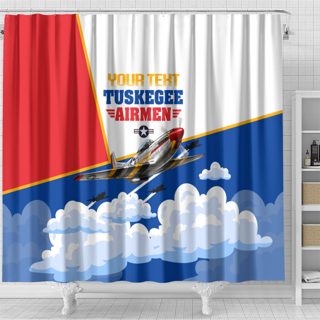 Personalized Tuskegee Airmen Shower Curtain Expect To Win P-51 Mustang Patriotic Aviation Art