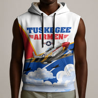 Personalized Tuskegee Airmen Sleeveless Hoodie Expect To Win P-51 Mustang Patriotic Aviation Art