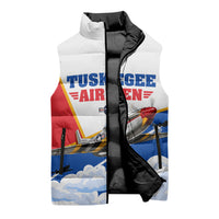 Personalized Tuskegee Airmen Sleeveless Puffer Jacket Expect To Win P-51 Mustang Patriotic Aviation Art