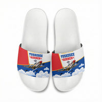 Personalized Tuskegee Airmen Slide Sandals Expect To Win P-51 Mustang Patriotic Aviation Art