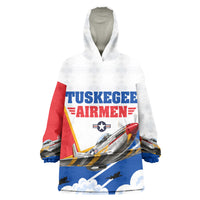 Personalized Tuskegee Airmen Wearable Blanket Hoodie Expect To Win P-51 Mustang Patriotic Aviation Art