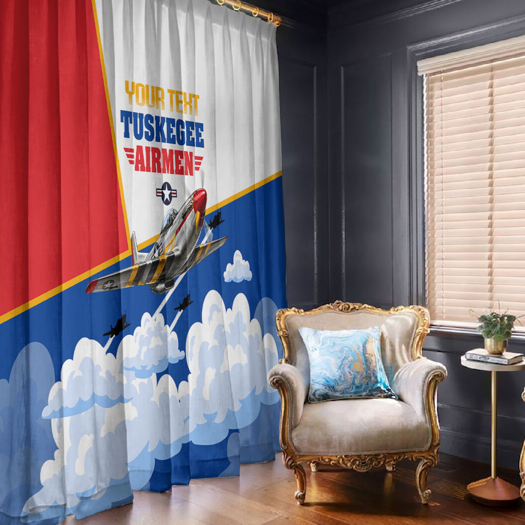 Personalized Tuskegee Airmen Window Curtain Expect To Win P-51 Mustang Patriotic Aviation Art