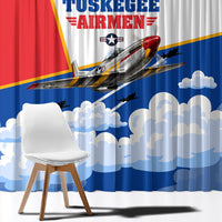 Personalized Tuskegee Airmen Window Curtain Expect To Win P-51 Mustang Patriotic Aviation Art