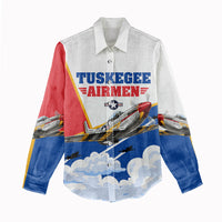 Personalized Tuskegee Airmen Women Casual Shirt Expect To Win P-51 Mustang Patriotic Aviation Art
