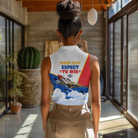 Personalized Tuskegee Airmen Women Sleeveless Polo Shirt Expect To Win P-51 Mustang Patriotic Aviation Art