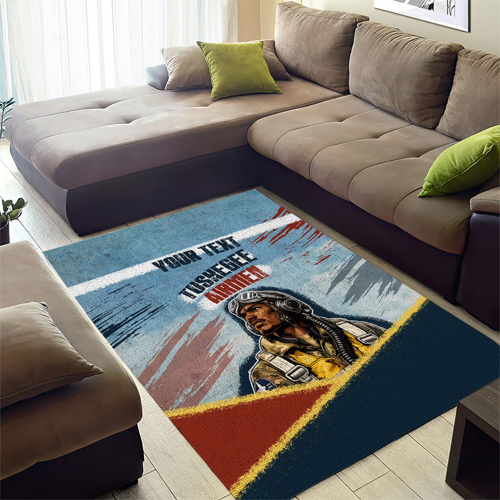 Personalized Tuskegee Airmen Area Rug Believe In Yourself Vintage WWII Military Aviation Art