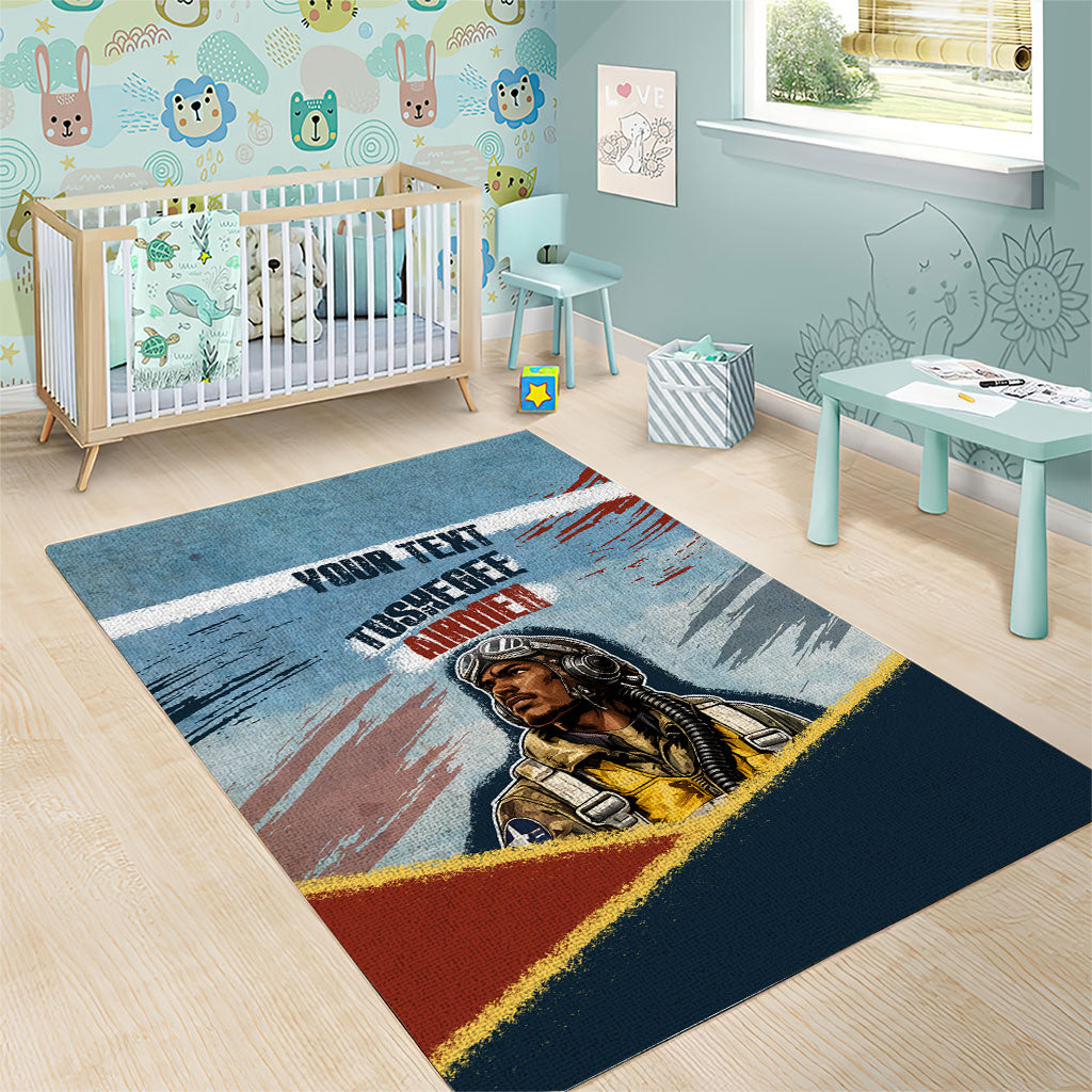Personalized Tuskegee Airmen Area Rug Believe In Yourself Vintage WWII Military Aviation Art