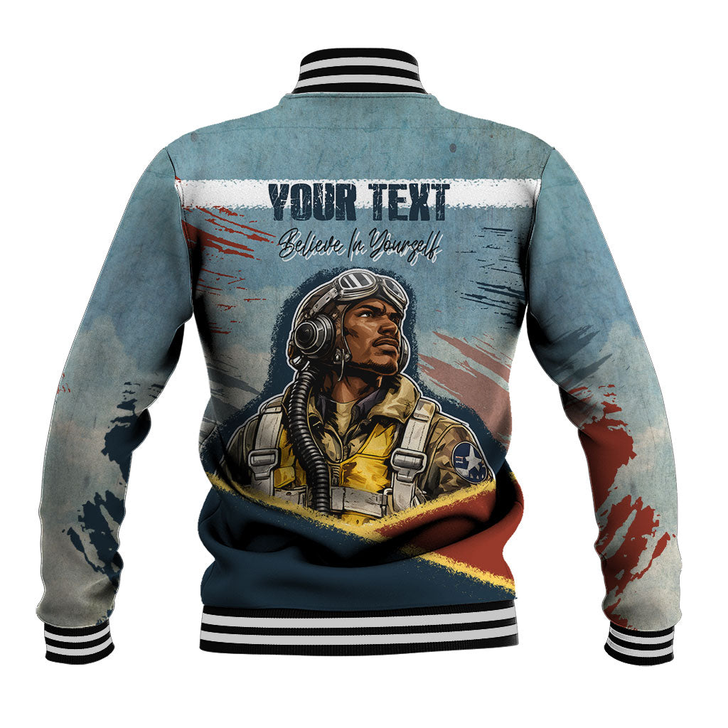 Personalized Tuskegee Airmen Baseball Jacket Believe In Yourself Vintage WWII Military Aviation Art