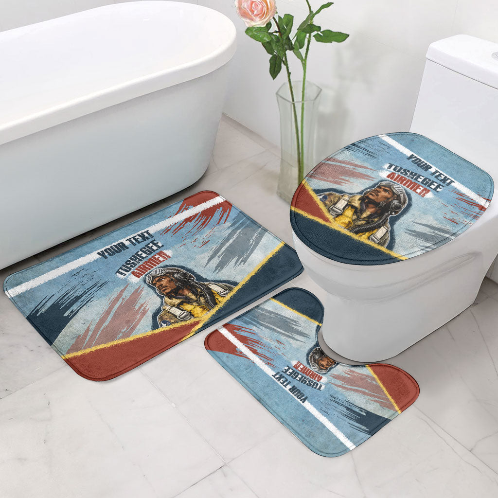 Personalized Tuskegee Airmen Bathroom Set Believe In Yourself Vintage WWII Military Aviation Art