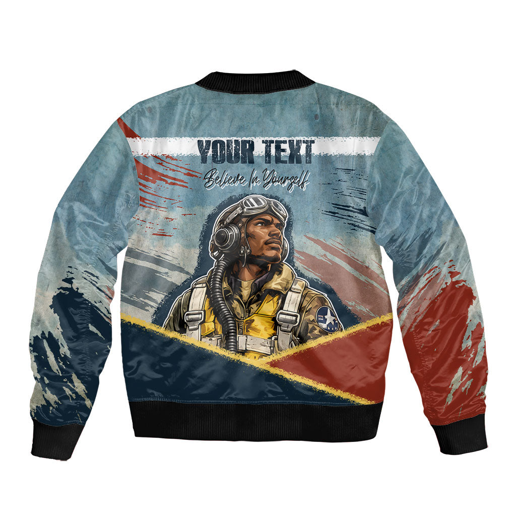 Personalized Tuskegee Airmen Bomber Jacket Believe In Yourself Vintage WWII Military Aviation Art