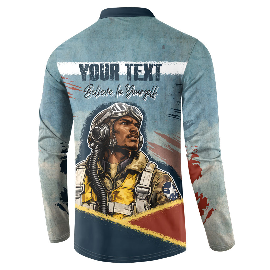 Personalized Tuskegee Airmen Button Sweatshirt Believe In Yourself Vintage WWII Military Aviation Art