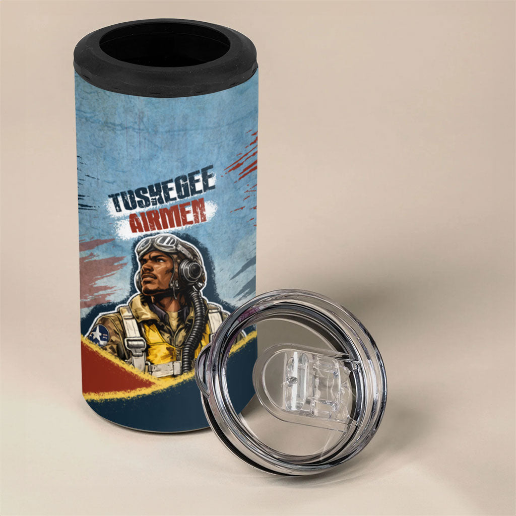 Personalized Tuskegee Airmen 4 in 1 Can Cooler Tumbler Believe In Yourself Vintage WWII Military Aviation Art