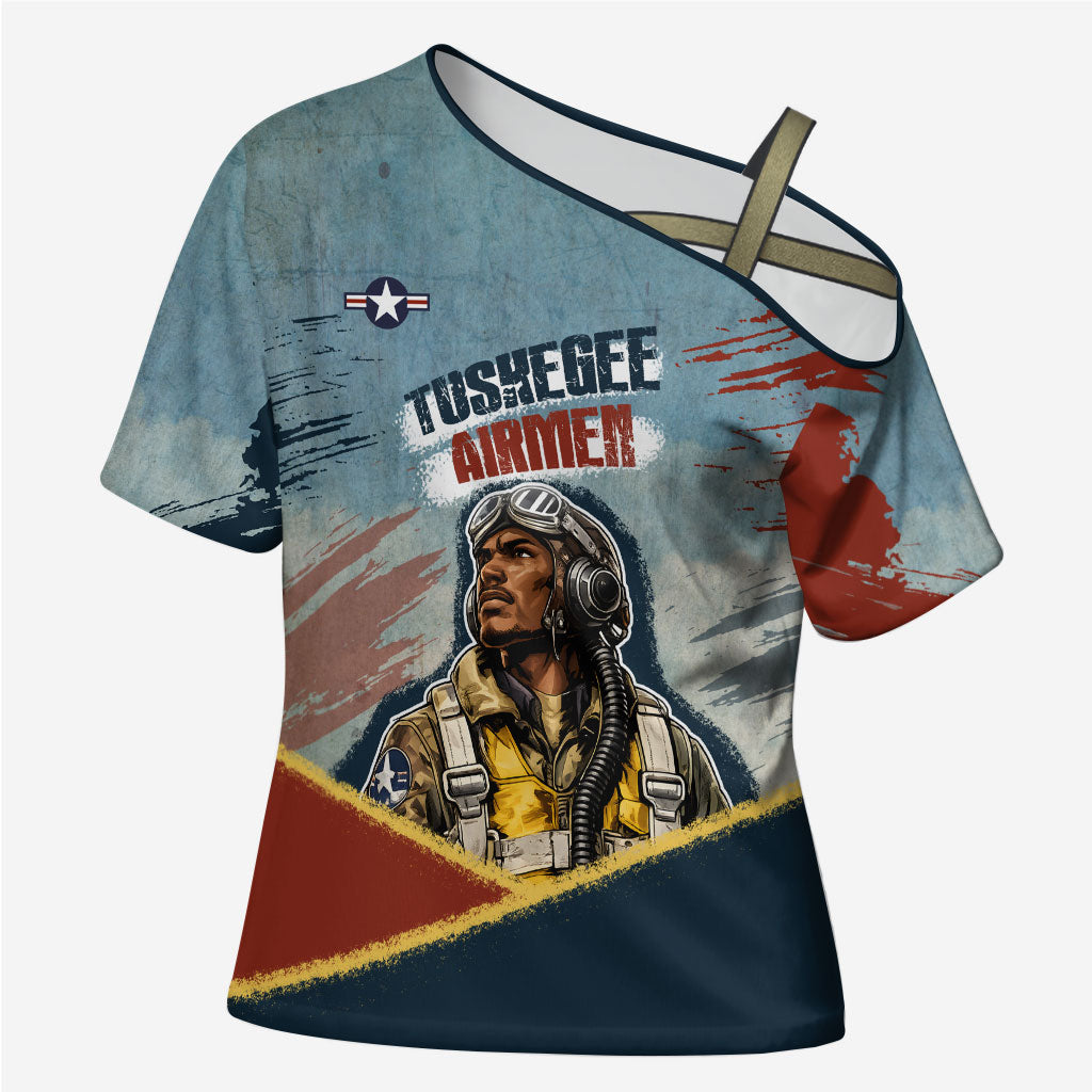 Personalized Tuskegee Airmen Cross Shoulder Shirt Believe In Yourself Vintage WWII Military Aviation Art