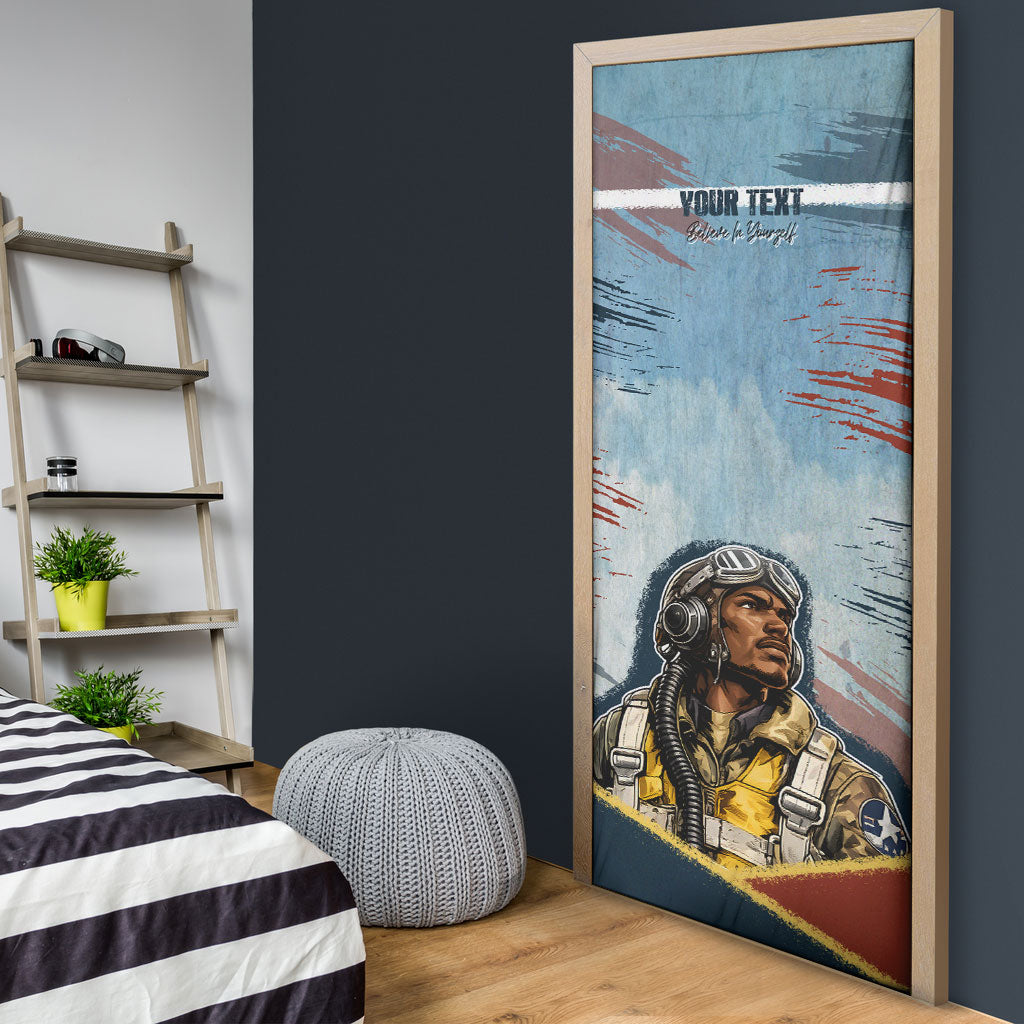 Personalized Tuskegee Airmen Door Cover Believe In Yourself Vintage WWII Military Aviation Art