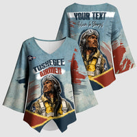 Personalized Tuskegee Airmen Kimono Sleeve Blouse Believe In Yourself Vintage WWII Military Aviation Art