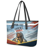 Personalized Tuskegee Airmen Leather Tote Bag Believe In Yourself Vintage WWII Military Aviation Art