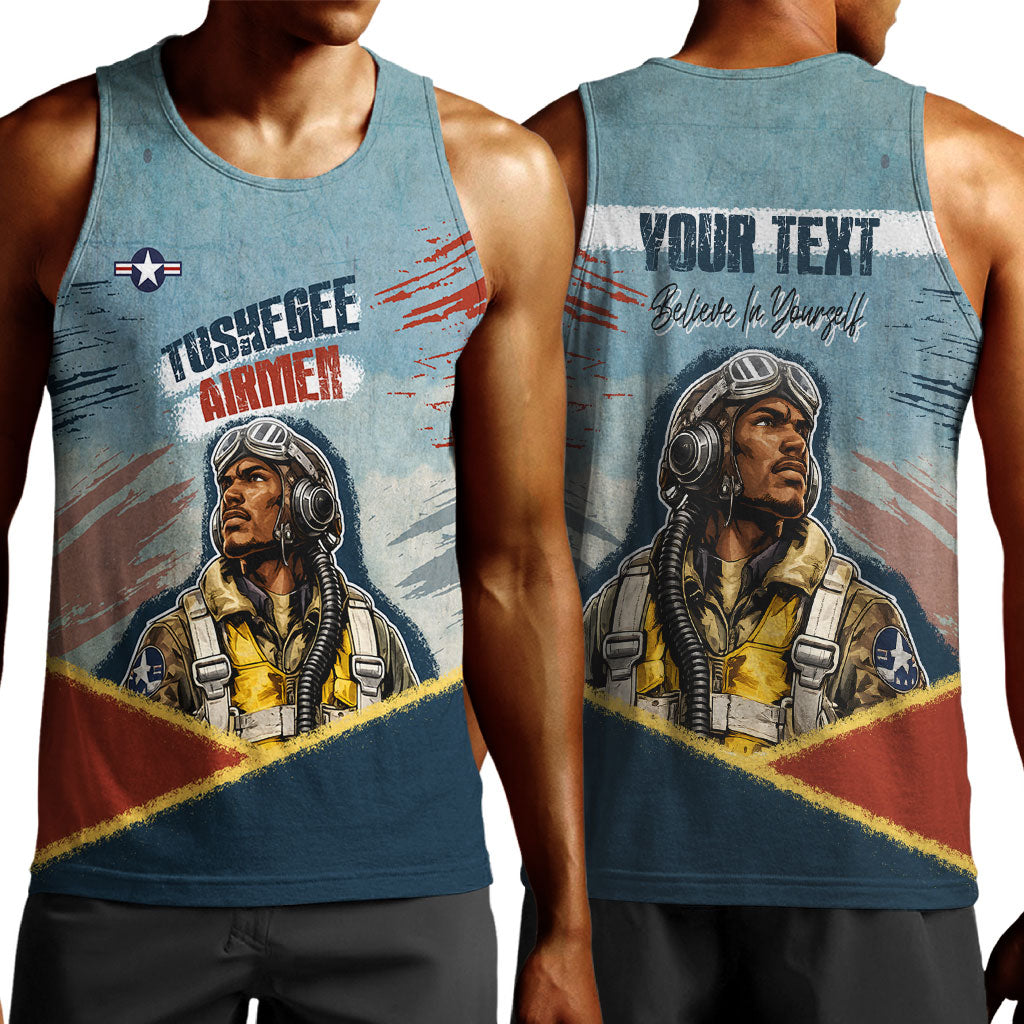 Personalized Tuskegee Airmen Men Tank Top Believe In Yourself Vintage WWII Military Aviation Art