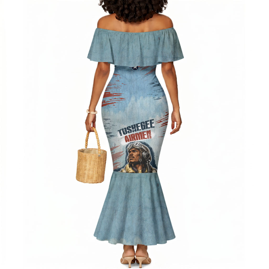 Personalized Tuskegee Airmen Mermaid Dress Believe In Yourself Vintage WWII Military Aviation Art