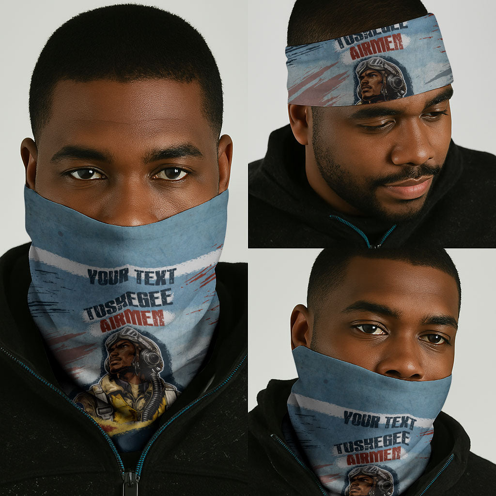 Personalized Tuskegee Airmen Neck Gaiter Believe In Yourself Vintage WWII Military Aviation Art