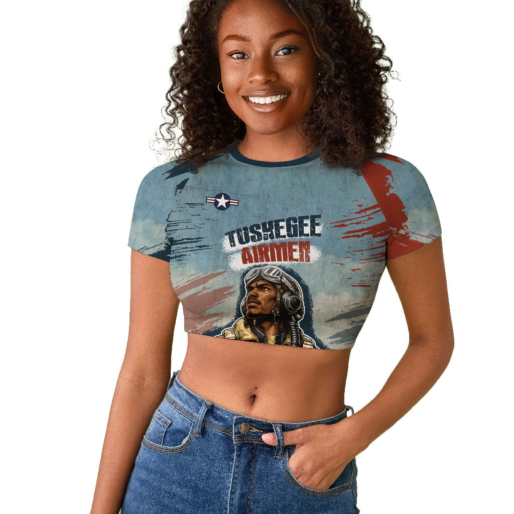 Personalized Tuskegee Airmen Raglan Cropped T shirt Believe In Yourself Vintage WWII Military Aviation Art