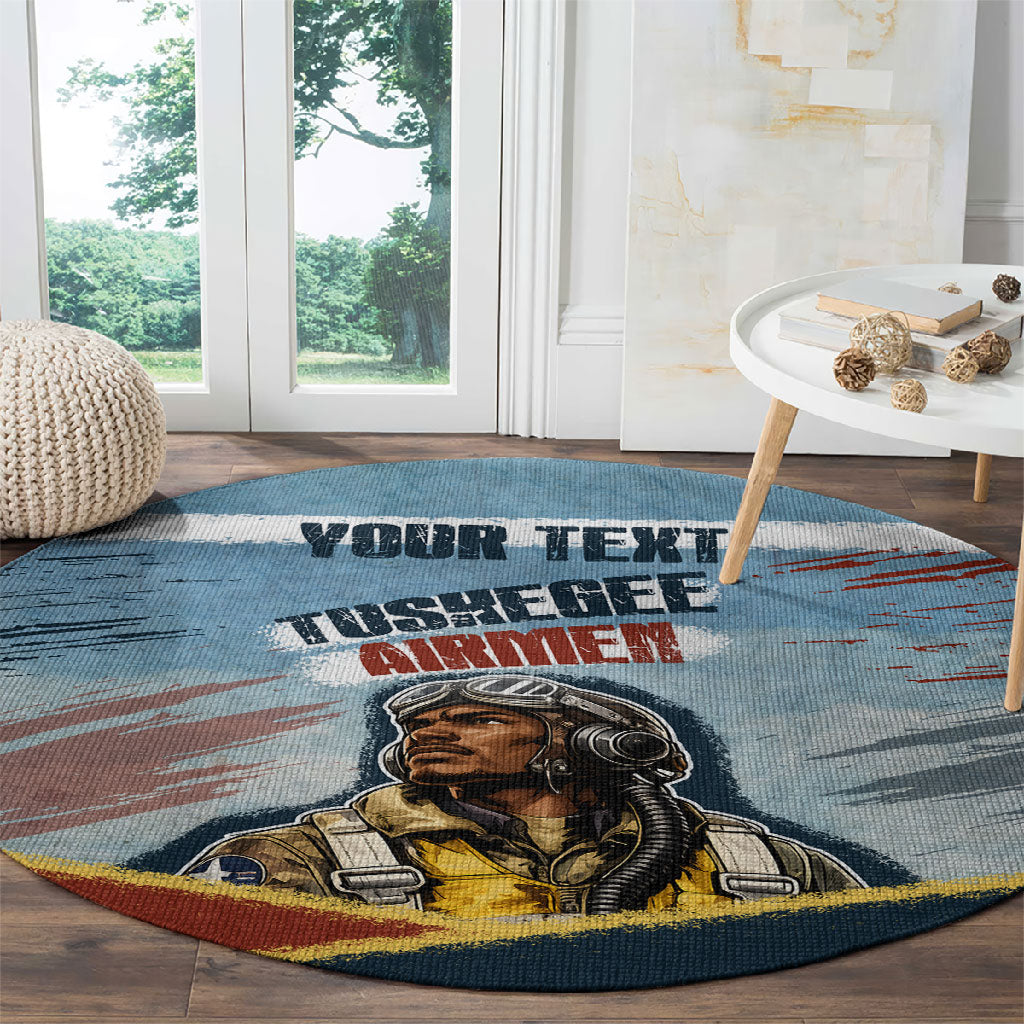 Personalized Tuskegee Airmen Round Carpet Believe In Yourself Vintage WWII Military Aviation Art