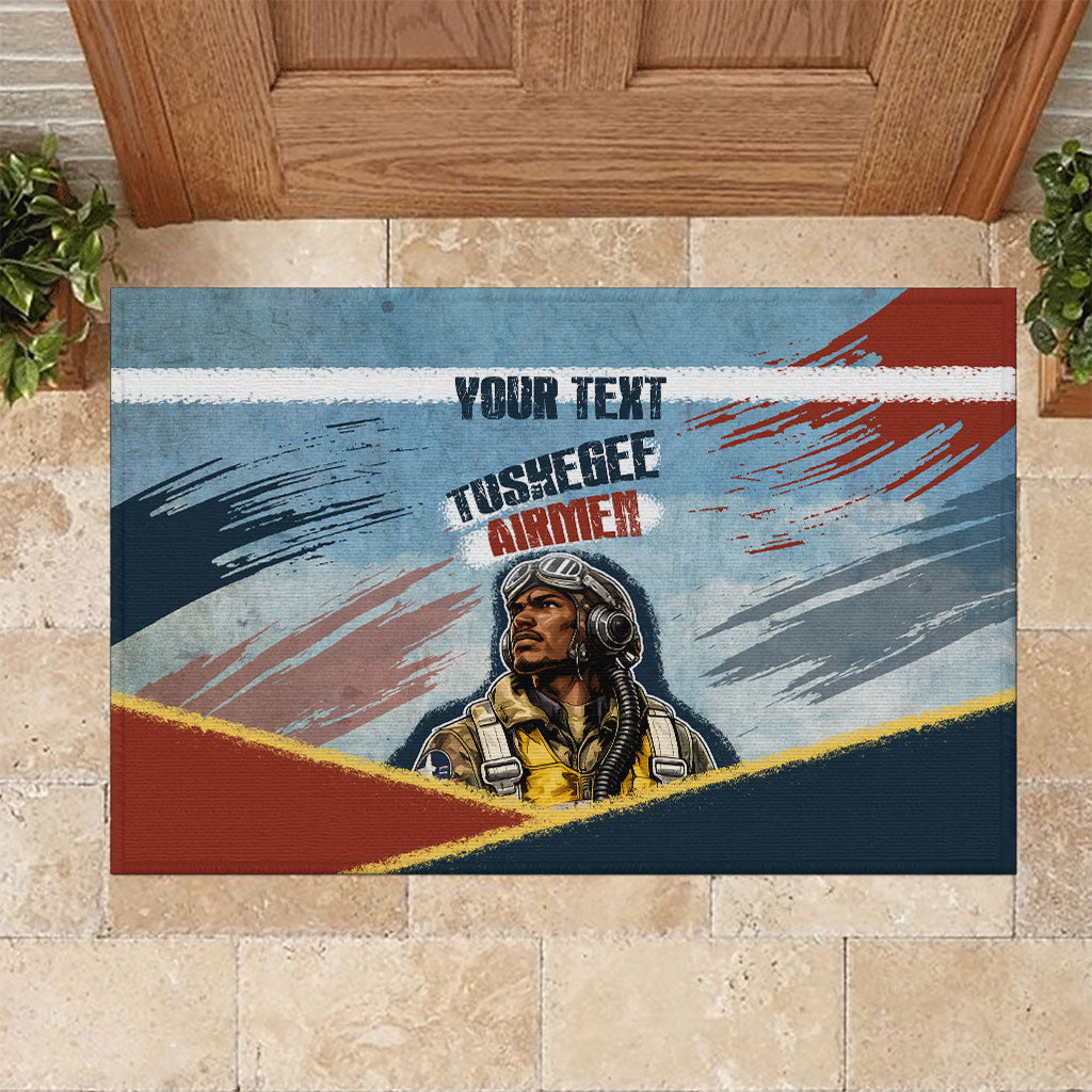 Personalized Tuskegee Airmen Rubber Doormat Believe In Yourself Vintage WWII Military Aviation Art