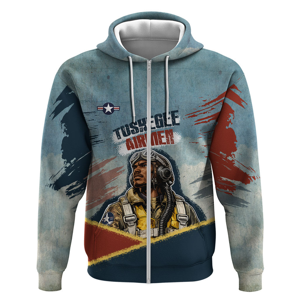 Personalized Tuskegee Airmen Zip Hoodie Believe In Yourself Vintage WWII Military Aviation Art