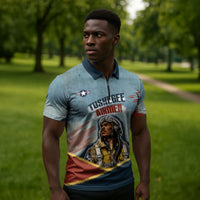 Personalized Tuskegee Airmen Zipper Polo Shirt Believe In Yourself Vintage WWII Military Aviation Art