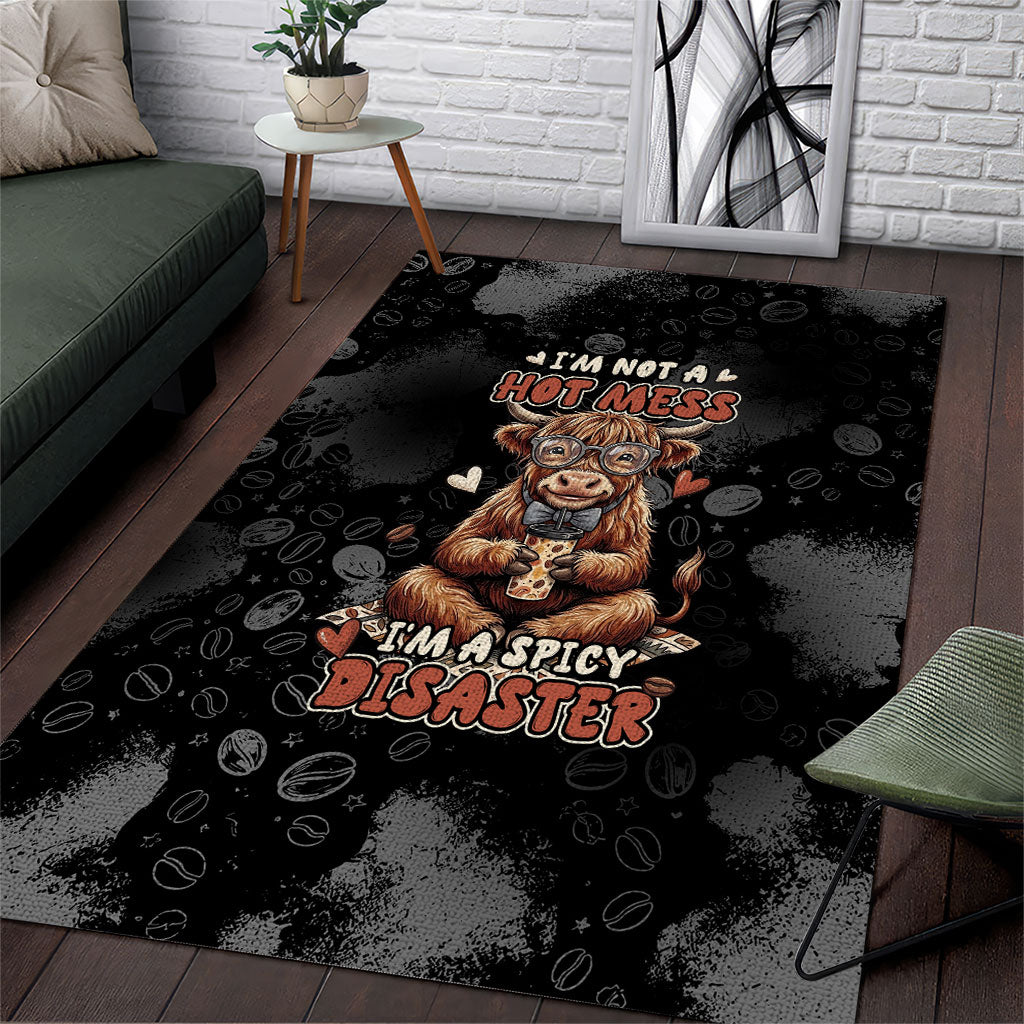 Hot Mess Highland Cow Area Rug Funny Cute Coffee Lover - Im A Spicy Disaster