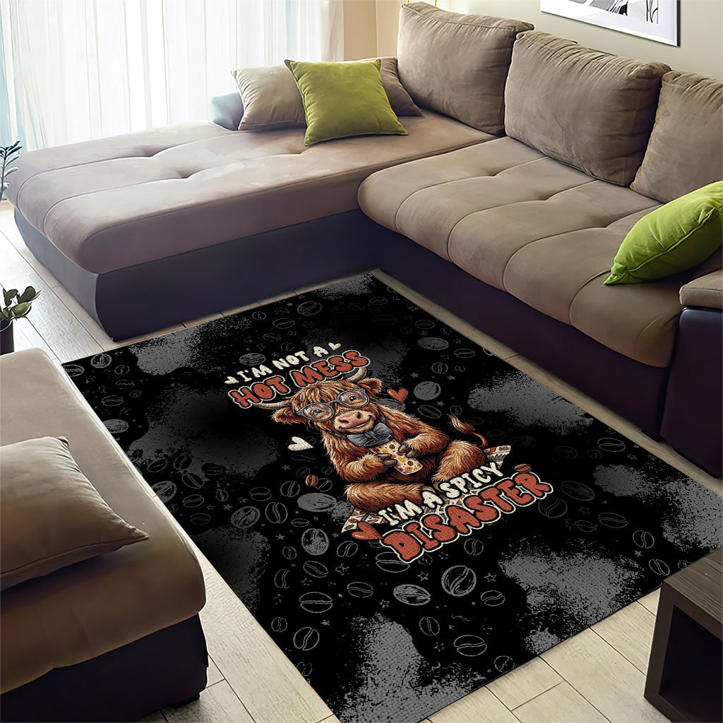 Hot Mess Highland Cow Area Rug Funny Cute Coffee Lover - Im A Spicy Disaster