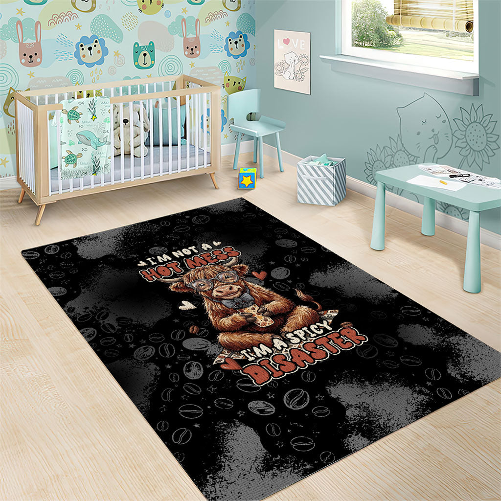 Hot Mess Highland Cow Area Rug Funny Cute Coffee Lover - Im A Spicy Disaster